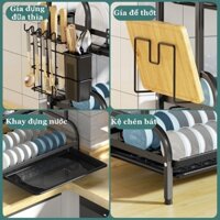 Giá để bát đĩa 2 tầng, kệ chạn úp chén đũa đa năng kèm 2 khay hứng nước