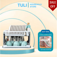 Giá để bát đĩa 2 tầng, kệ  úp chén đũa đa năng kèm khay hứng nước nhỏ gọn tiện lợi