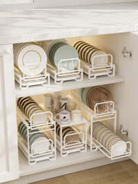 Giá để bát đĩa trong tủ bếp Giá để bát đĩa kéo không cần đục lỗ trong tủ đựng bát đĩa và bát đĩa tr