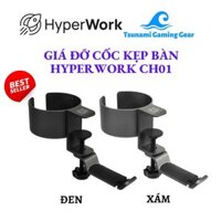 Giá để cốc kẹp bàn HyperWork CH01 - tích hợp giá treo tai nghe/ móc treo đồ
