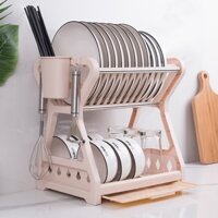Giá để đĩa, giá để đồ nhà bếp, giá để đồ bằng nhựa, giá để đồ nhà bếp hai tầng gia dụng Mẫu nổ, Giá để đồ