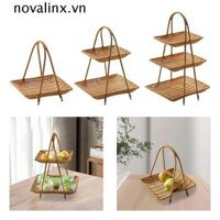 Giá để đồ ăn nhẹ NOVALINX, Khay đựng trái cây vuông bằng nhựa, Khay đựng trái cây khô giả mây thủ công nhiều lớp Nhà bếp