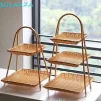 Giá để đồ ăn nhẹ SOLARZA, Khay đựng trái cây giả mây vuông, Khay đựng trái cây khô bằng nhựa thủ công phong cách Trung Quốc mới Tiệc cưới