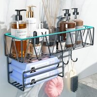 Giá để đồ bằng vải mặt Phòng tắm Nhà vệ sinh Rửa tay Chân đế treo tường Giá để đồ treo tường không đục lỗ