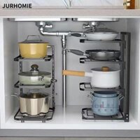 Giá để đồ bồn rửa chén nhà bếp JURHOMIE, Giá đựng bếp nhiều lớp tiết kiệm không gian, Kệ sắp xếp tủ đa chức năng có thể điều chỉnh ổn định Nhà bếp