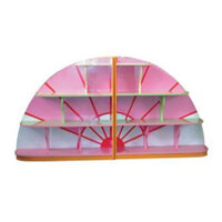 Giá để đồ chơi hình quạt 2 khối gỗ MDF cho bé NT3-026