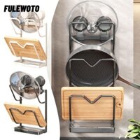 Giá để đồ nắp nồi FILEWOOTO, Kệ treo tường Giá treo nồi không đục lỗ, Giá đựng chảo hút đa chức năng nhiều lớp bền bỉ cho nhà bếp