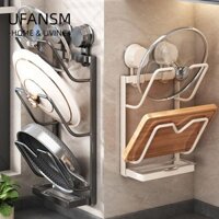 Giá để đồ nắp nồi UFASM, Giá đỡ nắp nồi nhiều lớp, Kệ treo tường không đục lỗ bền bỉ Giá đỡ đựng chảo đa chức năng cho nhà bếp