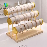 Giá để đồ NEXUSF, Giá đỡ tổ chức vòng tay nhung bằng kim loại, Đồ trang trí để bàn Nhiều lớp Đế gỗ có thể tháo rời Đế trưng bày trang sức tại nhà