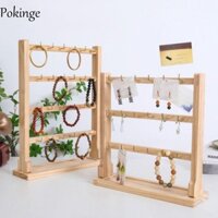 Giá để đồ trang sức POKINGE, Đế trưng bày trang sức bằng gỗ đơn giản, Đa chức năng có móc Kệ phòng tắm sáng tạo nhiều lớp Giá đỡ