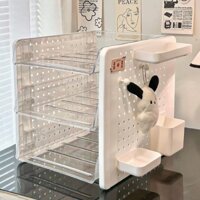 Giá để hồ sơ bàn làm việc của bé gái, đồ dùng văn phòng phẩm, đồ dùng học tập, bàn giấy A4, hộp lưu trữ nhiều lớp
