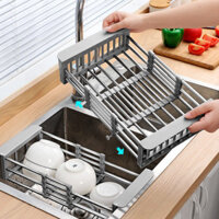 Giá Để Ráo Nước Nhà Bếp Giá Để Máng Nước Có Thể Thu Vào Bằng Thép Không Gỉ Giá Để Đồ Ăn Gia Dụng Giá Để Đồ Bát Đĩa