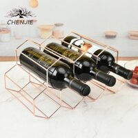 Giá để rượu HENJIE Giá để rượu Hoa hồng Barware Kệ kim loại lục giác tổ ong màu đen