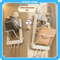 Giá để vung xoong nồi hút chân không bám chắc giá treo nắp nồi kệ để thớt đa năng để thớt Green Home - GTV03