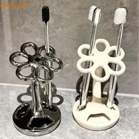 Giá đỡ bàn chải đánh răng bằng gốm FLASHPULSE, Giá đỡ kem đánh răng hình hoa 6 khe, Tiết kiệm không gian thanh lịch Giá để bàn chải đánh răng ổn định chống nước Trang trí