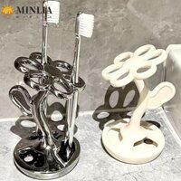 Giá đỡ bàn chải đánh răng bằng gốm MINLIA, Giá đỡ kem đánh răng hình hoa 6 khe, Dễ dàng làm sạch Chống nước Tiết kiệm không gian Bàn chải đánh răng chống trượt Giá lưu trữ trang trí