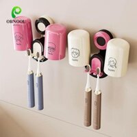 Giá đỡ bàn chải đánh răng điện ORNOOU, Giá đỡ bàn chải đánh răng bằng nhựa treo tường, bền bỉ với cốc Bộ sắp xếp lưu trữ bàn chải đánh răng tiết kiệm không gian không đục lỗ cho gia đình
