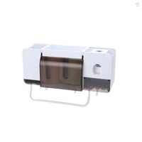 Giá đỡ bàn chải đánh răng treo tường đa chức năng & Hộp đựng kem đánh răng tự động Giá đựng khăn sắp xếp với 2 / 3 / 4 cốc Phụ kiện phòng tắm gia đình