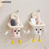 Giá đỡ bàn chải đánh răng JURHOMIE, Giá đựng đồ vệ sinh treo tường, Tiết kiệm không gian Đa chức năng Không đục lỗ Hộp lưu trữ phòng tắm