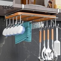 Giá đỡ bảng cắt SDFG, Giá treo dưới tủ Kệ lưu trữ bằng thép không gỉ, Lưu trữ phân vùng có móc Đồ dùng nhà bếp bền bỉ Giá lưu trữ nắp nồi Tủ