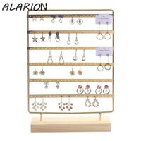 Giá đỡ bông tai kim loại ALARION, Đế trưng bày trang sức đa chức năng 6 tầng, Dụng cụ sắp xếp bông tai tiết kiệm không gian với đế gỗ Giá đỡ bông tai DIY Trang trí phòng