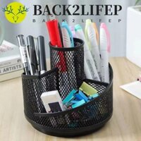 Giá đỡ bút chì BACK2LIFEP, Giá đỡ bút xoay lưới kim loại đa chức năng, Màu đen bền 360 độ Xoay miễn phí Hộp lưu trữ máy tính để bàn tiện lợi Văn phòng