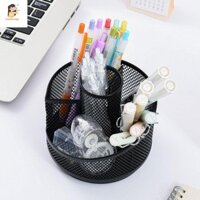 Giá đỡ bút chì LUXELOUNGE, Giá đỡ bút xoay tự do 360 độ màu đen, Lưới kim loại đa chức năng sáng tạo Máy tính để bàn tiện lợi Văn phòng