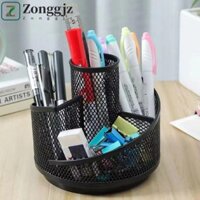 Giá đỡ bút chì ZONGGJZ, Giá đỡ bút xoay lưới kim loại màu đen, Đồ dùng văn phòng Đa chức năng Tiện lợi Xoay 360 độ Giá đỡ máy tính để bàn Tiết kiệm không gian