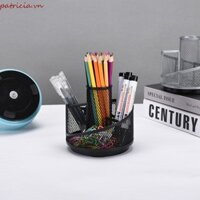 Giá đỡ bút xoay HTGHTG, Giá đỡ bút chì màu đen xoay 360 độ, Sáng tạo đa chức năng Lưới kim loại tiện lợi Máy tính để bàn Nhà tổ chức