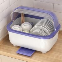 Giá Đỡ Chén Dĩa Phơi Khô Bằng Nhựa Trong Suốt Có Nắp Đậy Tiện Dụng Cho Nhà Bếp / Nhà Hàng