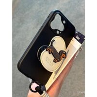 Giá đỡ Chó Xúc Xích khoai tây nền đen mẫu mới INS vỏ điện thoại di động Apple 14promax/iphone15Pro 13