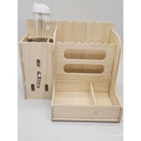 Giá đỡ cỏ gỗ cho thú cưng, bát thức ăn cho thỏ, hộp thức ăn cho chinchilla, guinea pig, chai nước đa chức năng, bát thức ăn, đồ dùng giá đỡ cỏ