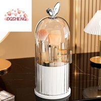 Giá đỡ cọ trang điểm xoay ERZAP, trong suốt có nắp ống đựng cọ trang điểm, Hộp đựng mỹ phẩm tiết kiệm không gian xoay chống bụi sáng tạo tại nhà
