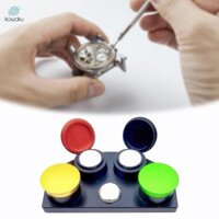 Giá đỡ cốc dầu Giá đỡ cốc đồng hồ, Bộ dụng cụ bôi dầu đồng hồ, Dụng cụ nhúng dầu đồng hồ kim loại 4 cốc đựng dầu cho thợ làm đồng hồ