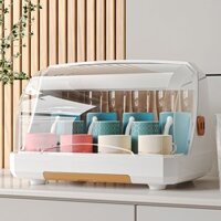 Giá đỡ cốc để bàn có nắp, Giá đỡ bình sữa, Giá đỡ đĩa cốc có nắp trong suốt, Khay dễ tháo và di chuyển