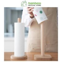 Giá Đỡ Cuộn Giấy BAMBOO ECO Hình Cột Gỗ Tròn Đa Năng