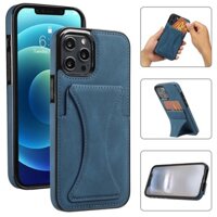 Giá Đỡ Da Ốp lưng iPhone 16 14 12 15 11 13 Pro Max Ốp Lưng Thẻ Khe Cắm Phụ Kiện Chống Sốc