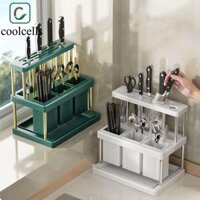 Giá đỡ dao kéo nhà bếp COOLCELLS, có khay bắt nước có thể tháo rời Giá phơi dao kéo bằng nhựa, hộ gia đình tiết kiệm không gian 3 trong 1 Giá để đồ Đũa ổn định
