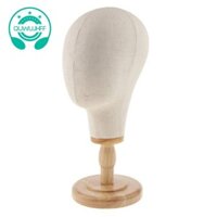 Giá đỡ đầu tóc giả Mannequin HeadHat Giá đỡ vải lanh Giá đỡ tóc giả, Mái vòm vải + Giá đỡ gỗ có thể tháo rời cho tóc giả, mũ, mũ