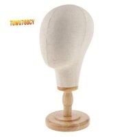 Giá đỡ đầu tóc giả Mannequin HeadHat Giá đỡ vải lanh Giá đỡ tóc giả, Mái vòm vải + Giá đỡ gỗ có thể tháo rời cho tóc giả, mũ, mũ