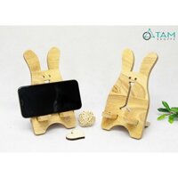 Giá đỡ điện thoại để bàn bằng gỗ hình thỏ béo cute W-GĐĐT-12 TAN