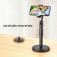 Gía đỡ điện thoại để bàn, cây kẹp điện thoại chân tròn livestream