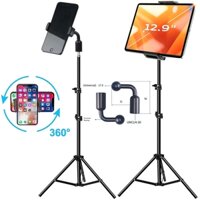 Giá đỡ điện thoại di động trên sàn ba chân, với giá đỡ có thể điều chỉnh chiều cao 63 Inch Giá đỡ máy tính bảng Giá đỡ chân máy cho và tất cả điện thoại di động máy tính bảng 3,5-12,9 Inch (tùy chọn)