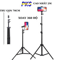Giá đỡ điện thoại, gậy chụp hình 3 chân kèm bi + kẹp điện thoại cao 2m1 (GIÁ ĐỠ, TRIPOD, KỆ ĐIỆN THOẠI, GẬY LIVE STREAM)