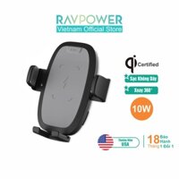 Giá Đỡ Điện Thoại Kiêm Sạc Nhanh Không Dây Ô Tô RAVPower RP-SH014 - 10W - Qi - Sản Phẩm Chính Hãng - Bảo Hành 12 Tháng