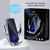 Giá đỡ điện thoại kiêm sạc nhanh không dây 15W chuyên dùng cho ô tô có 3 đầu sạc Iphone,Type-C, Micro USB