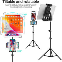 Giá đỡ điện thoại trên sàn, Chân đế ba chân Giá đỡ điện thoại di động có thể điều chỉnh độ cao Giá đỡ ba chân máy tính bảng với 360° Xoay cho máy tính bảng điện thoại di động 4,5 "-13"