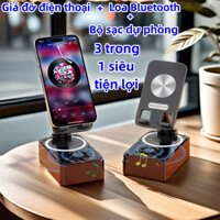 Giá Đỡ Điện Thoại Xoay 360 Kèm Loa Bluetooth Và Sạc Dự Phòng 3 Trong 1 Hỗ Trợ Chống Trượt Có Thể Gập Lại Tiện Lợi