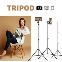 Giá Đỡ Điện Thoại Livestream,Giá Đỡ Gậy Chụp Hình di động 3 Chân 2,1 mét, Kẹp ĐT để livestream quay hình video selfie