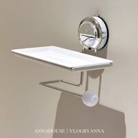 Giá đỡ giấy vệ sinh có cốc hút, giá đỡ cuộn giấy, không cần khoan, vân đá cẩm thạch, vân gỗ nguyên bản, giá đỡ giấy vệ sinh sáng tạo
